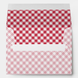 Retro Gingham Cherry Red Envelope