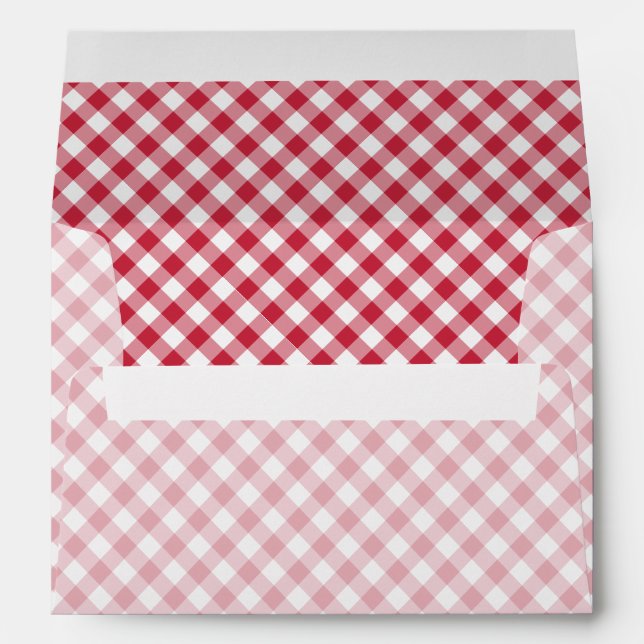 Retro Gingham Cherry Red Envelope (Back (Bottom))