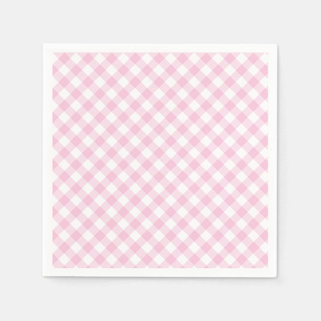 Retro Gingham Light Pink Napkin (Front)