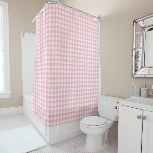 Retro Gingham Plaid in Pastel Pink (In Situ)