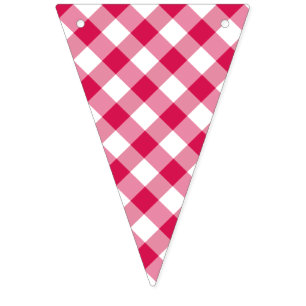 Retro Gingham Raspberry  Bunting Flags