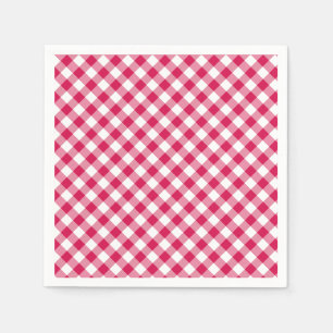 Retro Gingham Raspberry Napkin