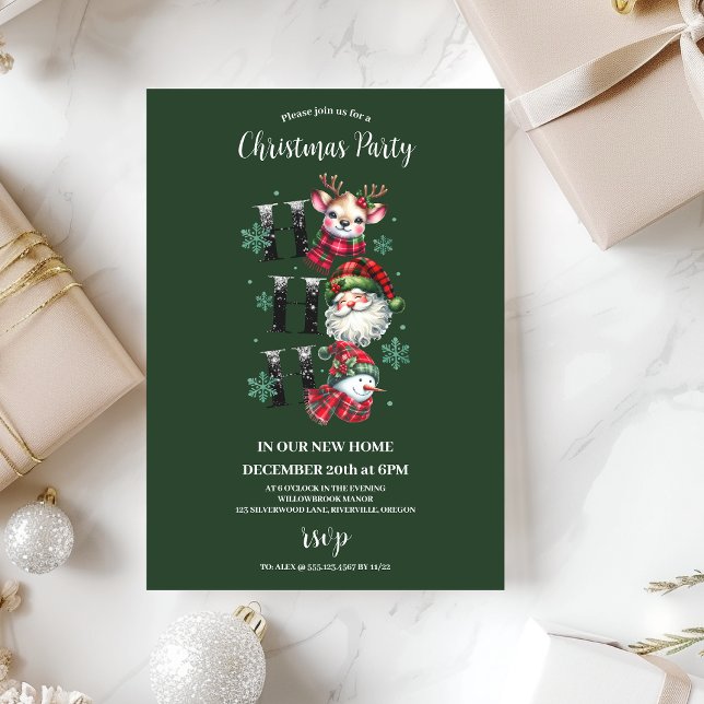  Retro Gingham Santa & Friends Christmas Invitation (Creator Uploaded)