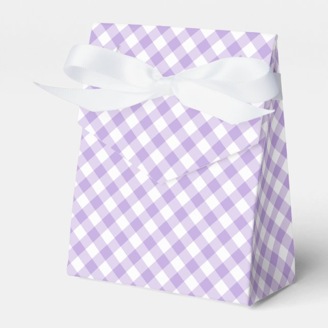 Retro Gingham Soft Lavender Favor Box (Front Side)