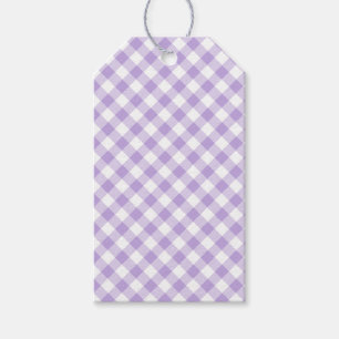 Retro Gingham Soft Lavender Gift Tags