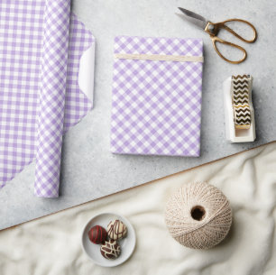 Retro Gingham Soft Lavender Wrapping Paper