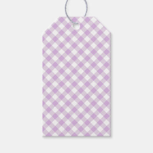 Retro Gingham Soft Lilac Gift Tags