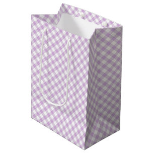 Retro Gingham Soft Lilac Medium Gift Bag