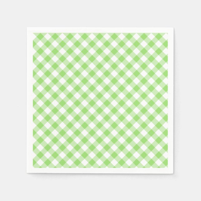 Retro Gingham Spring Green Napkin (Front)