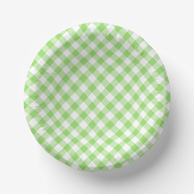 Retro Gingham Spring Green Paper Plate (Front)