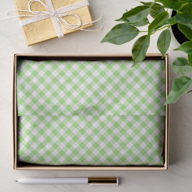 Retro Gingham Spring Green Tissue Paper (Gift)