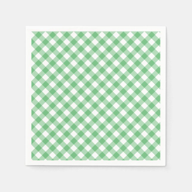Retro Gingham Summer Green Napkin (Front)