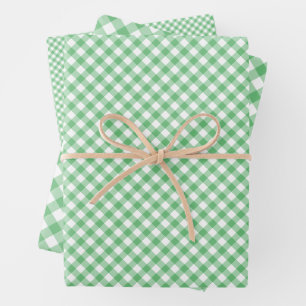 Retro Gingham Summer Green Wrapping Paper Sheet