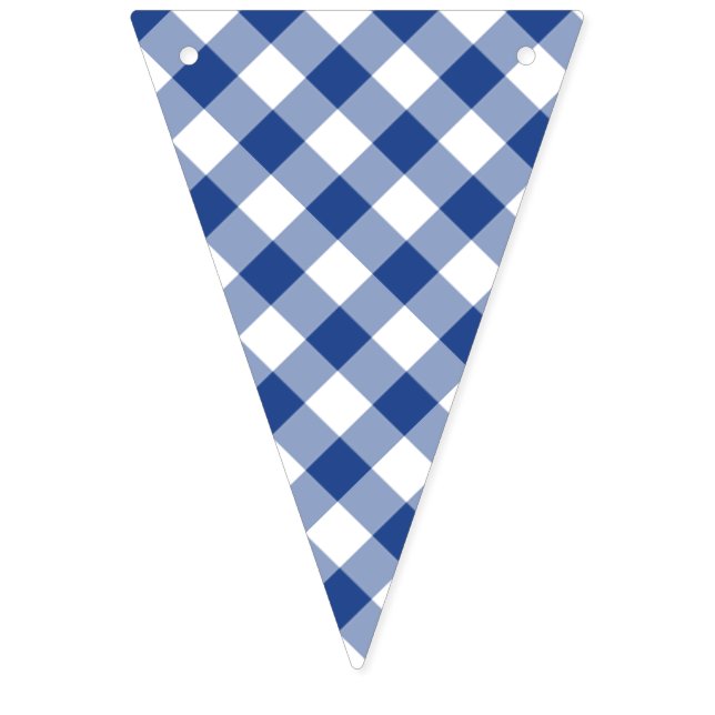 Retro Gingham True Blue Bunting Flags (First Flag)