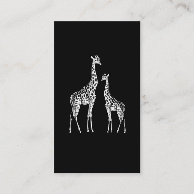 Retro Giraffe Funny Safari Animal Art Business Card (Front)
