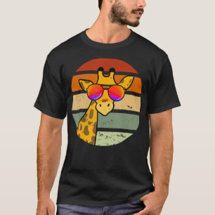 Retro Giraffe Rainbow Sunglasses Vintage Giraffe L T-Shirt