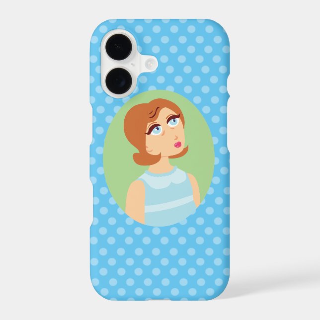 Retro Girl Blue iPhone 7 Coque (Verso)