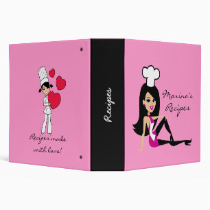Retro Girl Chef Baker Recipe Binder Customizable