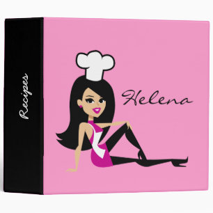 Retro Girl Chef Baker Recipe Binder Customizable