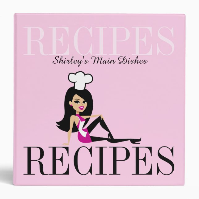 Retro Girl Chef Baker Recipe Binder Customizable (Front)