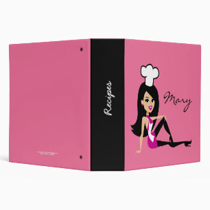 Retro Girl Chef Baker Recipe Binder Customizable
