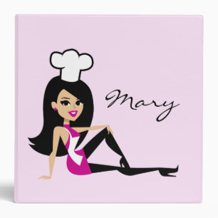 Retro Girl Chef Baker Recipe Binder Customizable