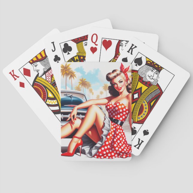 Retro Girl Classic Pin Up Playing Cards (Back)