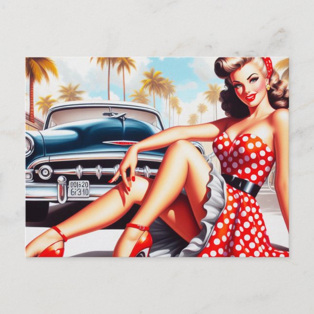 Retro Girl Classic Pin Up Postcard (Front)