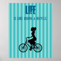 Retro Girl Cyclist - Life Is Like Riding A Bicycle
