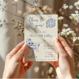 Retro Girl in Marg Anniversaire invitation