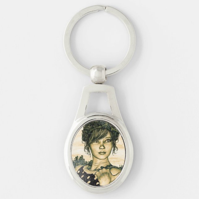 Retro Girl Keychain (Front)