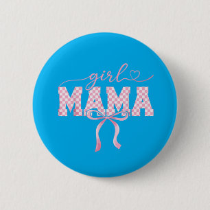 Retro Girl Mama Chequered Mothers Day Women Kids 2 Inch Round Button