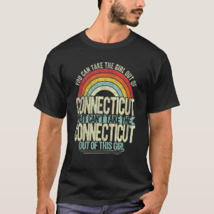 Retro Girl Out Of Connecticut Hometown Home Connec T-Shirt