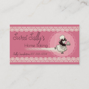 Retro girl pastry chef cake bakery business card