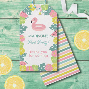Retro Girl Pool party Gift Tags