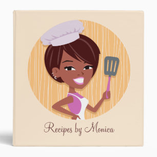 Retro Girl Recipe Binder with Large Illustration