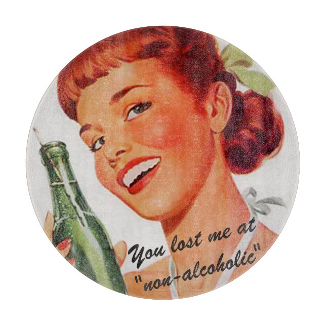 Retro Girl Soda Advert Funny Slogan Cutting Board (Front)
