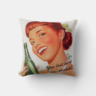 Retro Girl Soda Advert Funny Slogan Throw Pillow