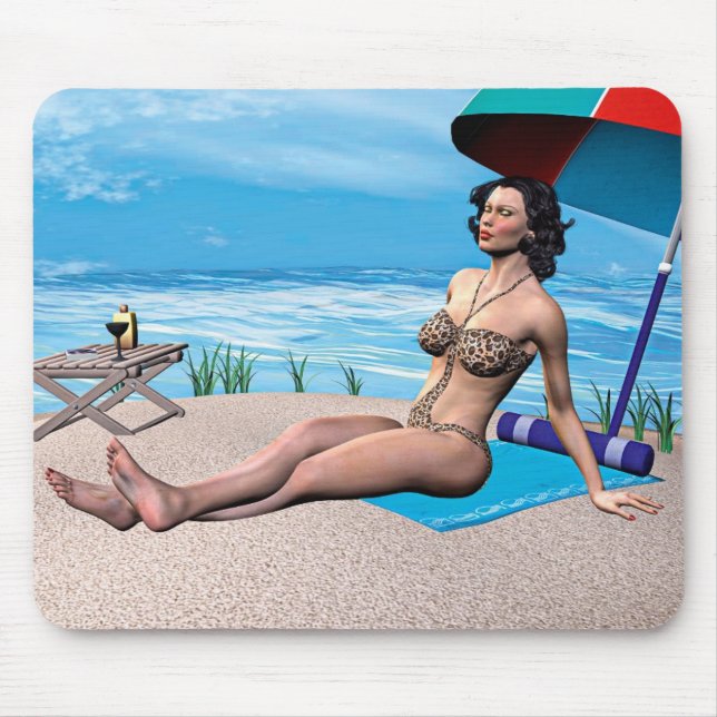 Retro Girl under the Sun Mouse Pad (Front)