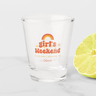 Retro Girl Weekend Personalized Bachelorette Favou Shot Glass