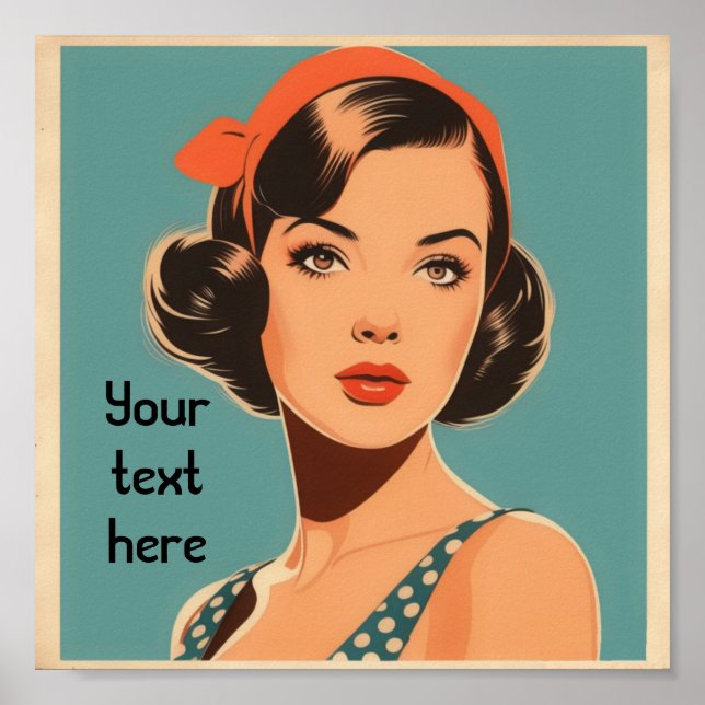 Retro girl with custom text poster (Front)