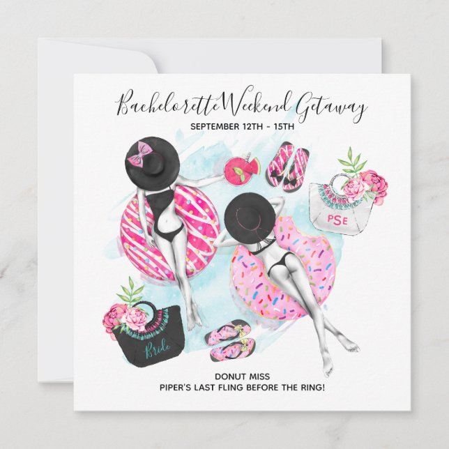 Retro Girls Bachelorette Beach Weekend Invitation (Front)