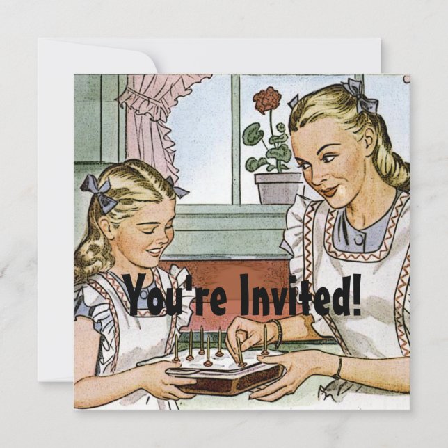 Retro Girls Birthday Invitation (Front)