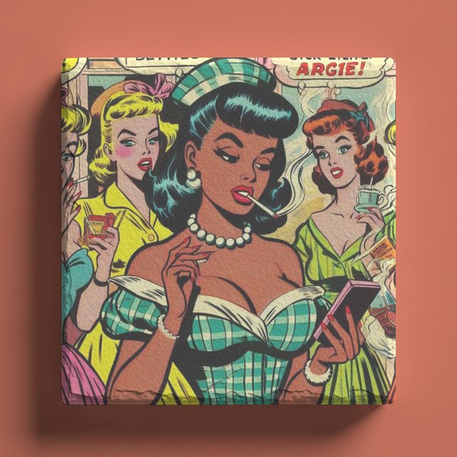 Retro Girls Comics Stone Coaster (Creator Uploaded)