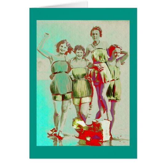 Retro Girls Day at Beach Card
