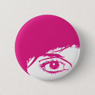 Retro Girls Face in Silhouette Badge 2 Inch Round Button