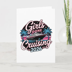 Retro Girls Gone Cruising 2026 Cruise Vacation Tri Card