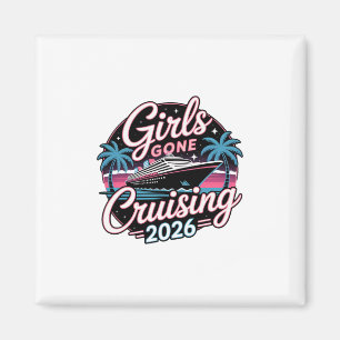 Retro Girls Gone Cruising 2026 Cruise Vacation Tri Magnet