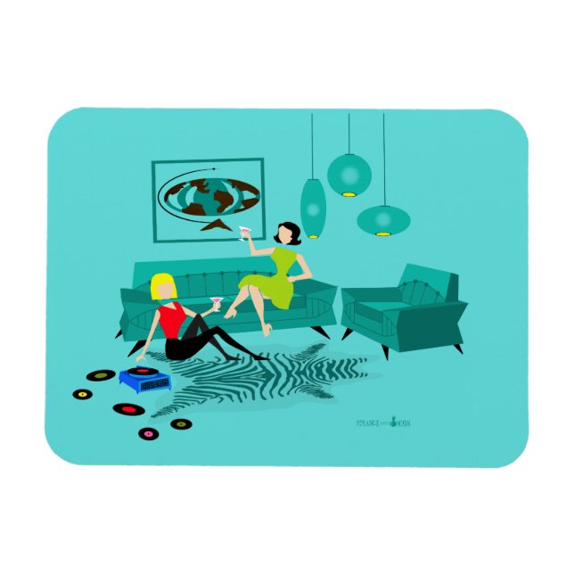 Retro Girl's Night In Flexible Magnet (Horizontal)