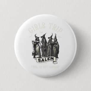 Retro Girls Trip Salem 1692 They Missed One Witch 2 Inch Round Button